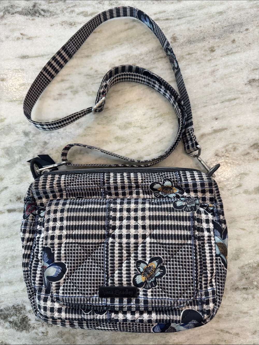Vera Bradley Carson Shoulder‎ Bag Bedford Plaid Houndstooth Adjustable Strap